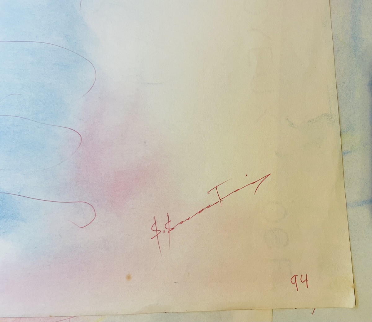 Antonio Monasterio – Femme en robe bleue avec chapeau, pastel signé, N. 11  -photo-4