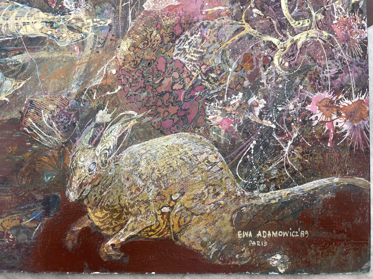 Ewa Adamowicz, Composition aux formes fossiles et centaure, Paris 1989-photo-3