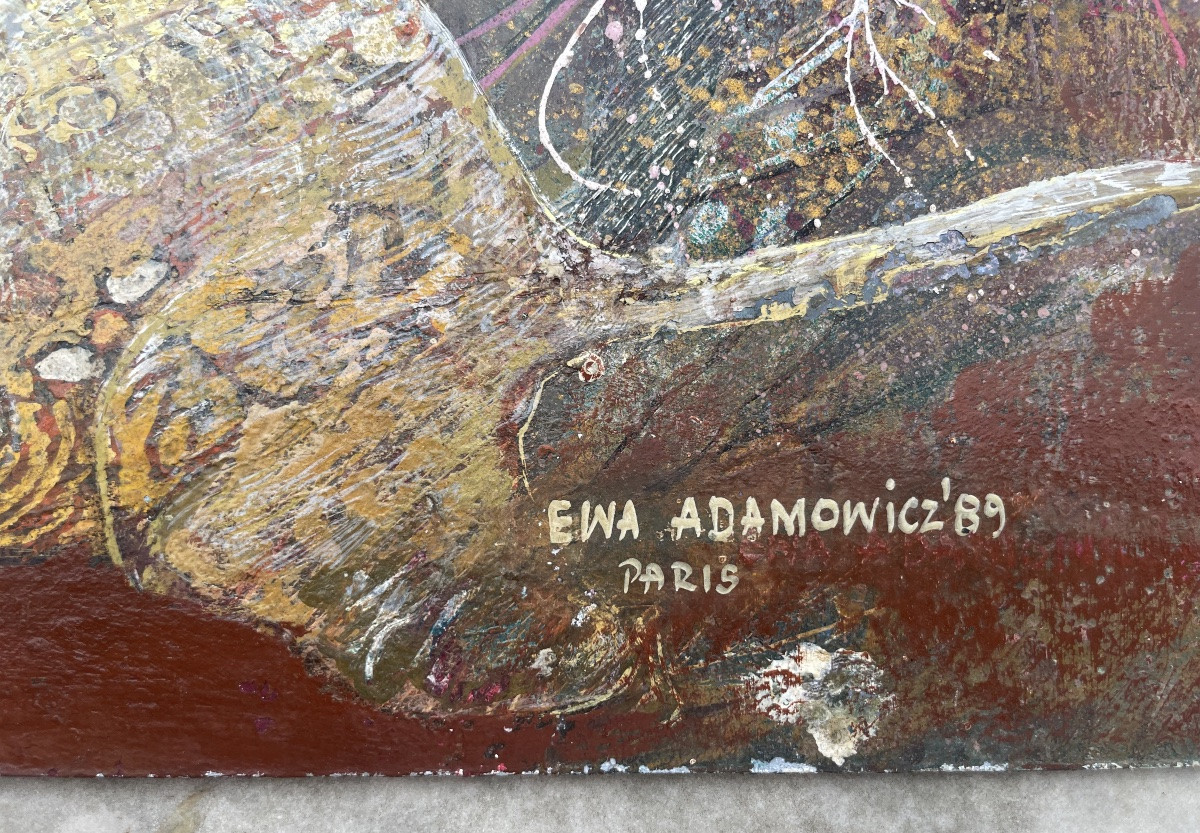 Ewa Adamowicz, Composition aux formes fossiles et centaure, Paris 1989-photo-4