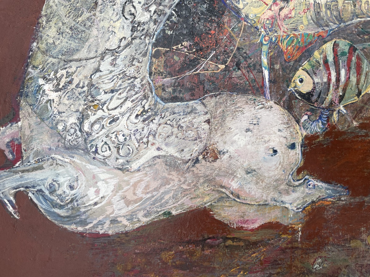 Ewa Adamowicz, Composition aux formes fossiles et centaure, Paris 1989-photo-4