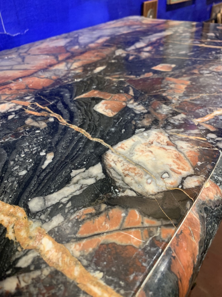 Tuscan Balestra-form Chest Of Drawers In Walnut Burl With Antique African Marble, Ca. 1740-photo-2