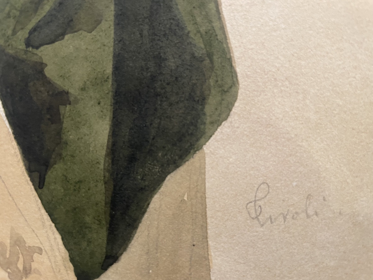 Italian Peasant Woman, Tivoli, 19th Century, Watercolor And Pencil On Paper 29 X 21.-photo-3