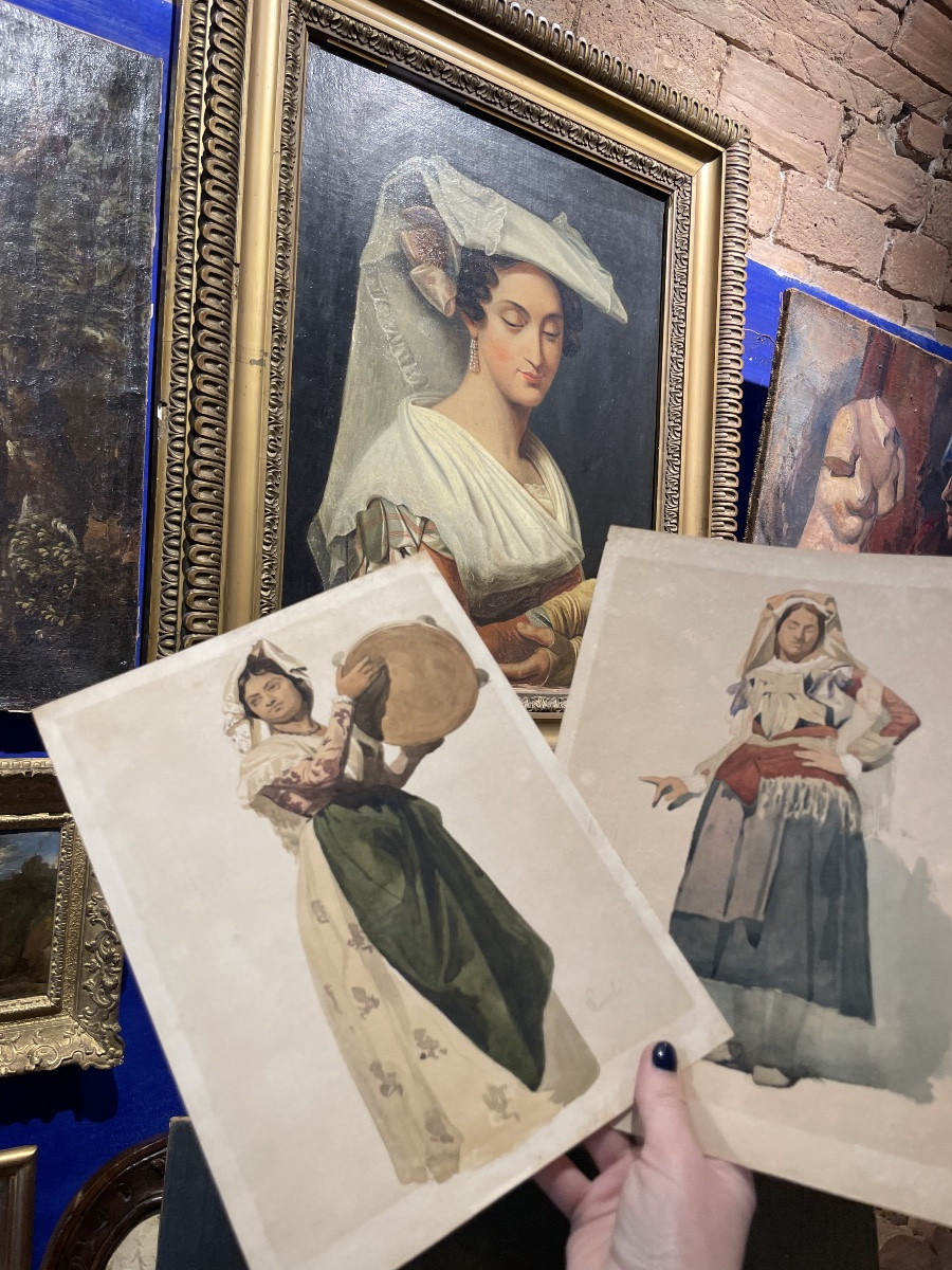 Italian Peasant Woman, Tivoli, 19th Century, Watercolor And Pencil On Paper 29 X 21.-photo-6