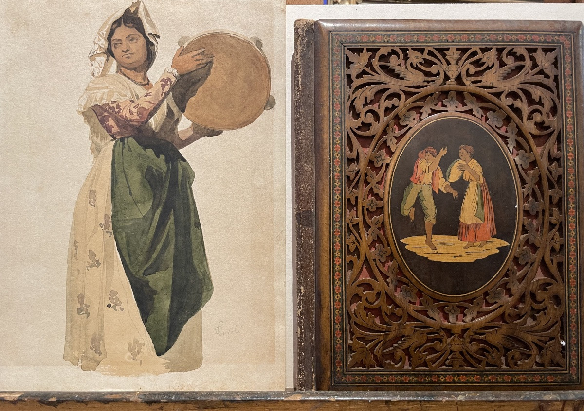 Italian Peasant Woman, Tivoli, 19th Century, Watercolor And Pencil On Paper 29 X 21.-photo-7