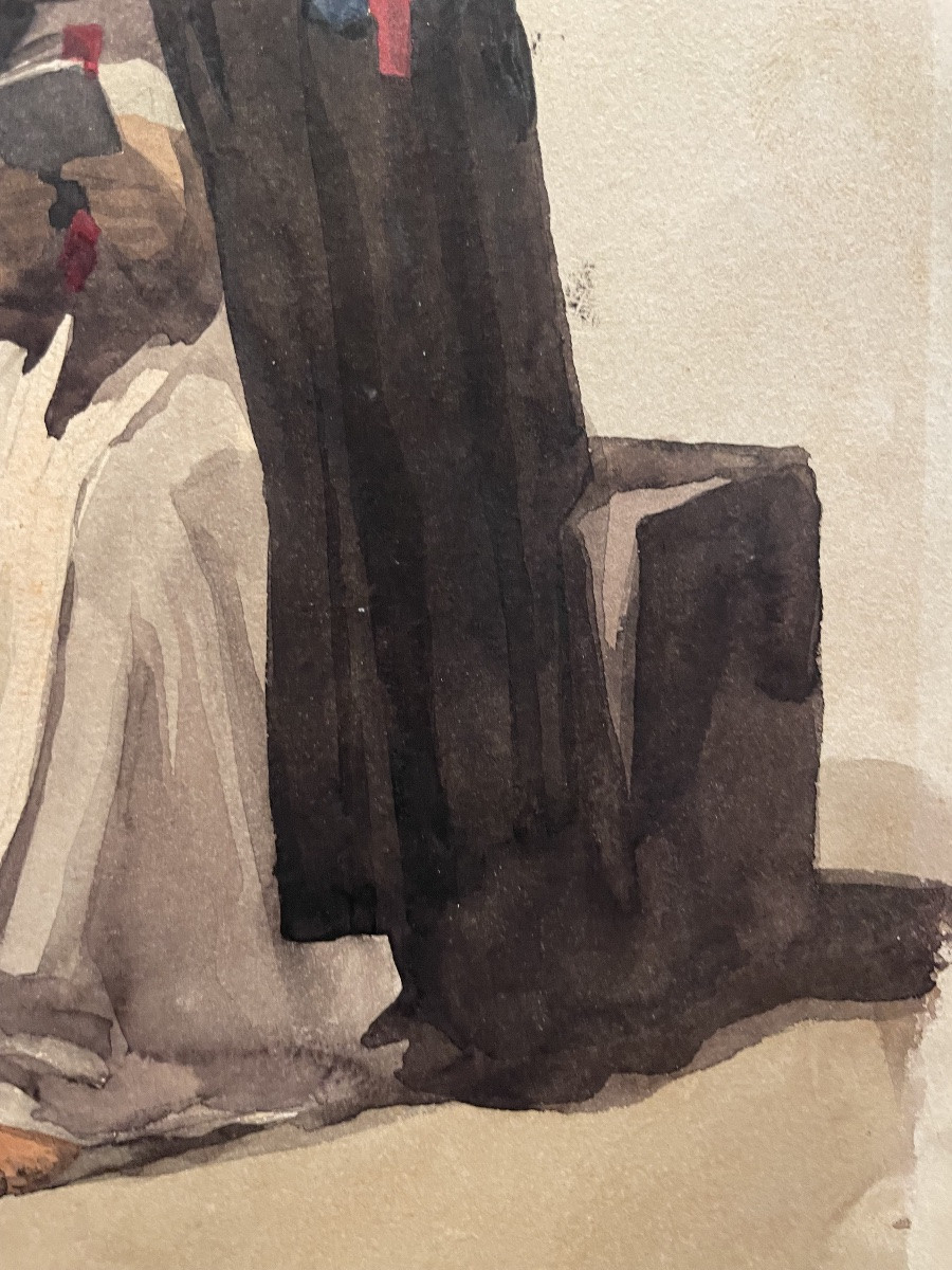 Monk Of The Roman Campagna, From The Series “costumes Italiens”, 19th Century. Watercolor. -photo-3