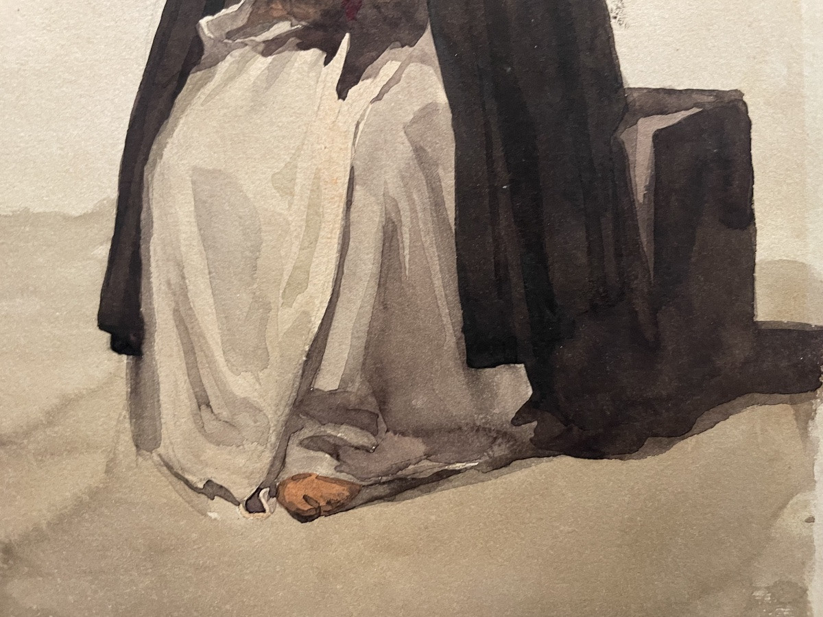 Monk Of The Roman Campagna, From The Series “costumes Italiens”, 19th Century. Watercolor. -photo-4
