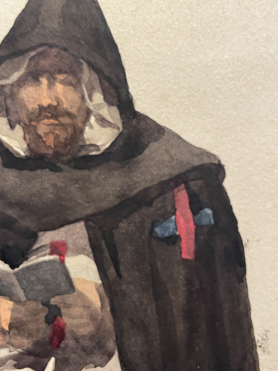 Monk Of The Roman Campagna, From The Series “costumes Italiens”, 19th Century. Watercolor. -photo-2
