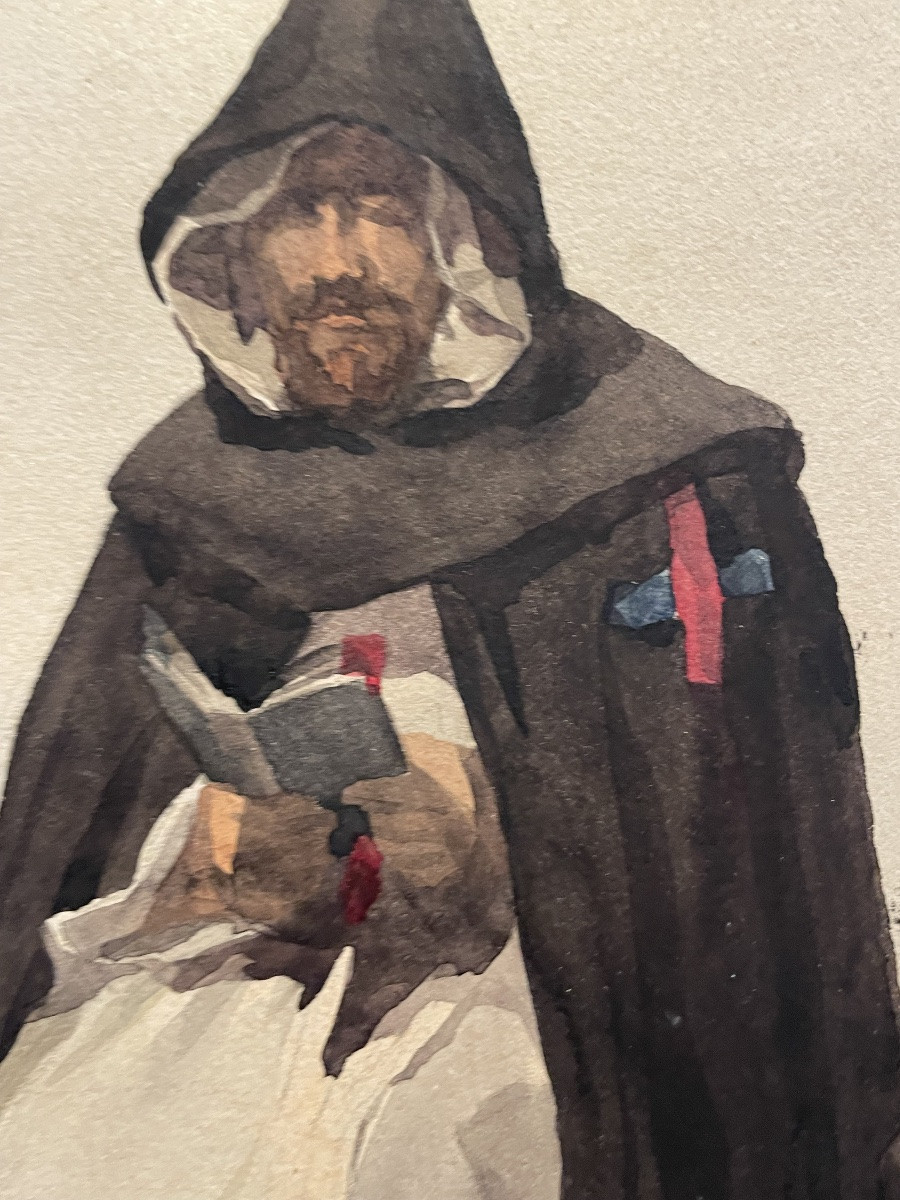 Monk Of The Roman Campagna, From The Series “costumes Italiens”, 19th Century. Watercolor. -photo-3