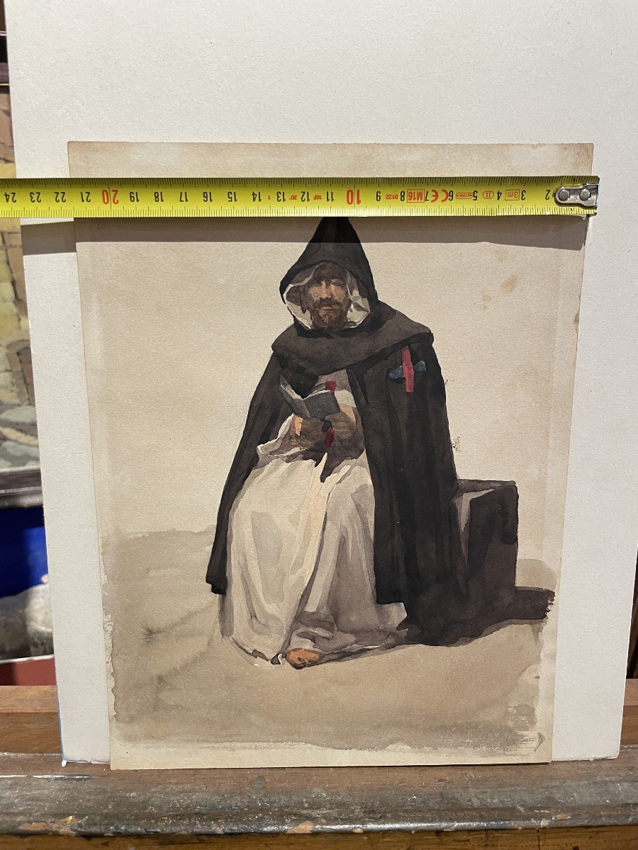 Monk Of The Roman Campagna, From The Series “costumes Italiens”, 19th Century. Watercolor. -photo-5