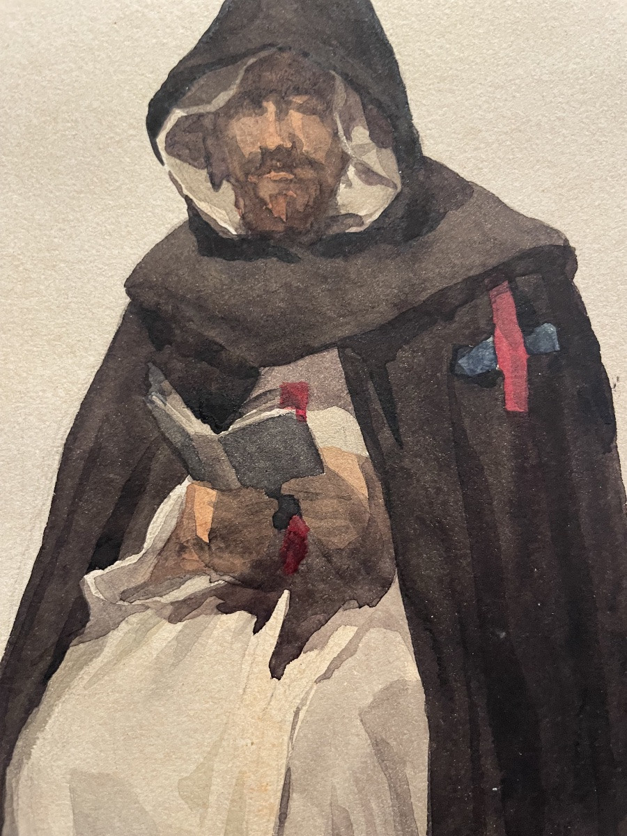 Monk Of The Roman Campagna, From The Series “costumes Italiens”, 19th Century. Watercolor. -photo-6