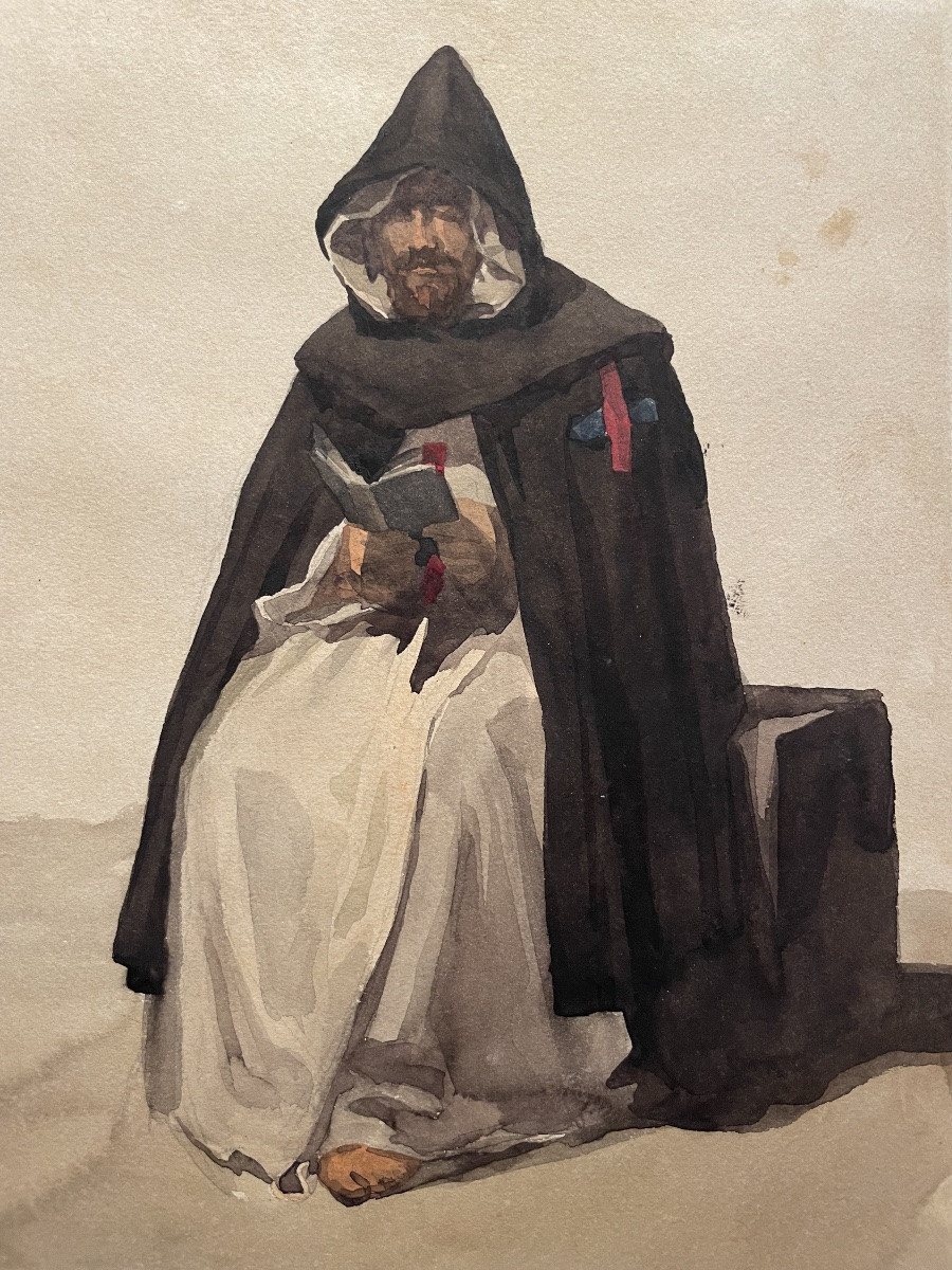 Monk Of The Roman Campagna, From The Series “costumes Italiens”, 19th Century. Watercolor. -photo-7