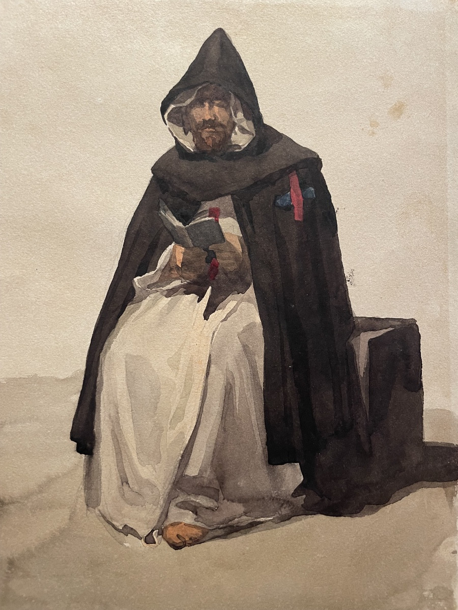 Monk Of The Roman Campagna, From The Series “costumes Italiens”, 19th Century. Watercolor. 