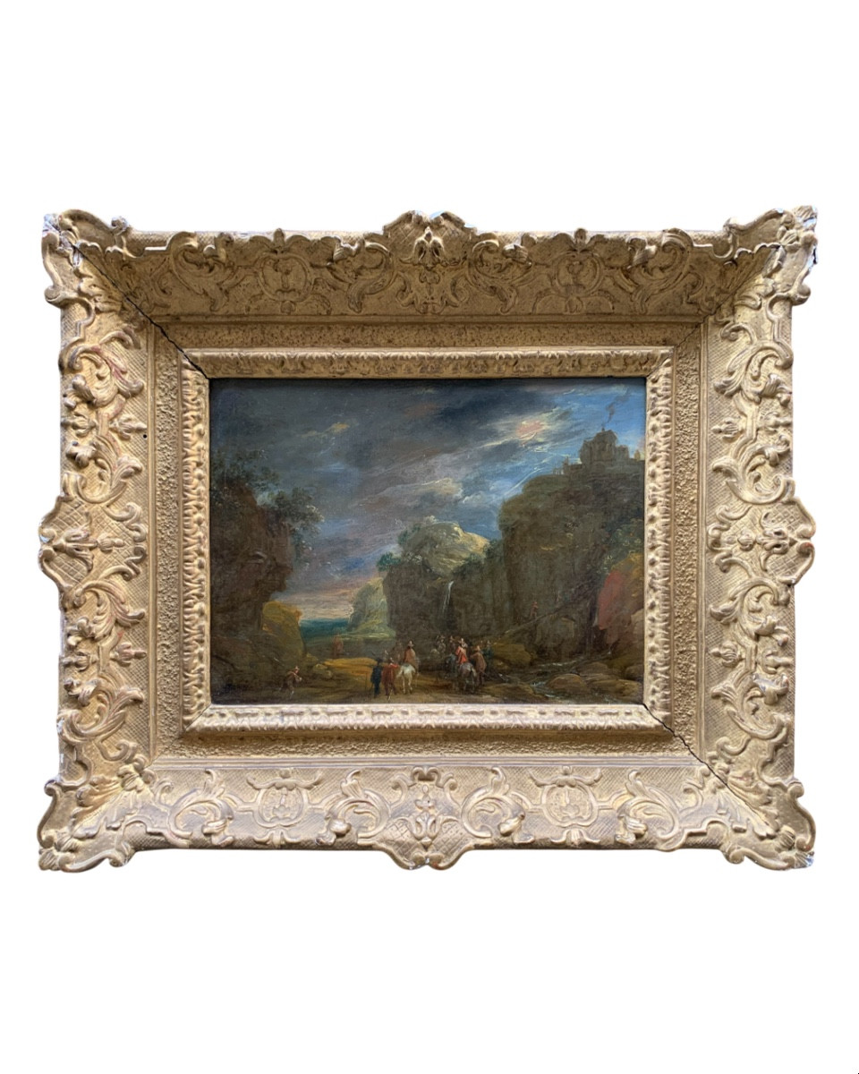 Paire de peintures sur cuivre, marche militaire avec cavalerie.Adam Frans van der Meulen, XVIIe-photo-2