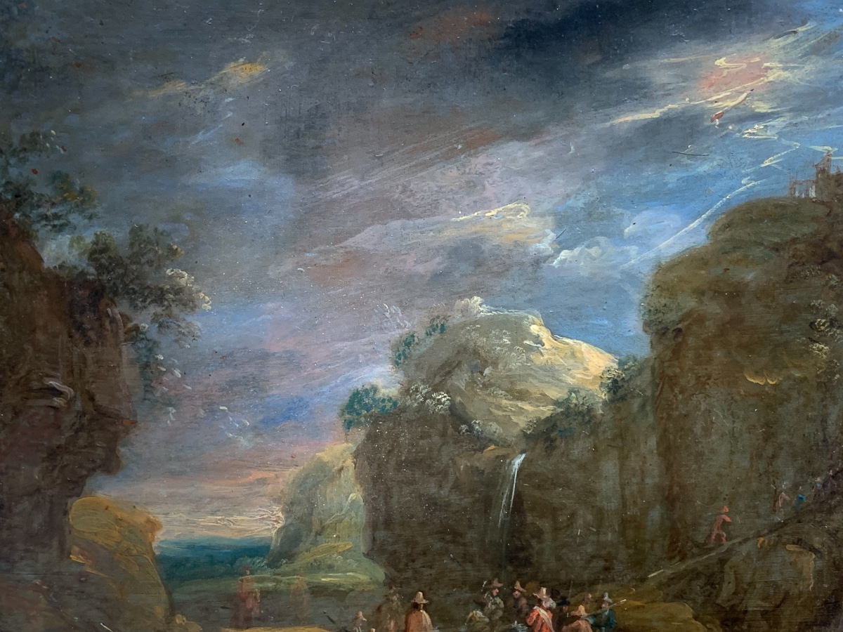 Paire de peintures sur cuivre, marche militaire avec cavalerie.Adam Frans van der Meulen, XVIIe-photo-2