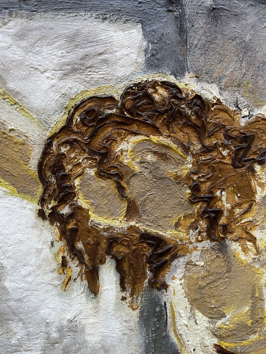 Sologub Leonid Romanovič (Eïsk 1884 – La Haye 1956),  Crucifixion, huile sur toile, signée-photo-1