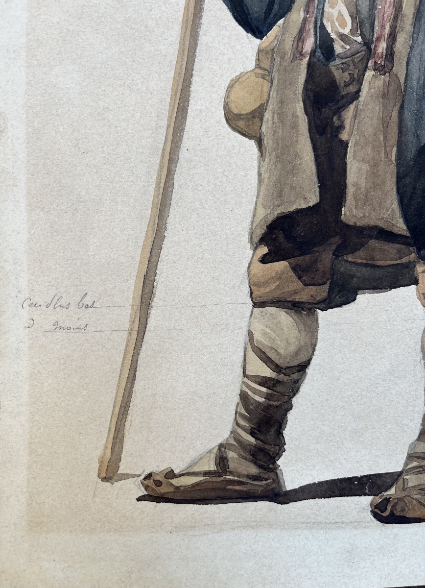 Paysan italien en costume traditionnel ciociaro, Campagne romaine,inscriptions en français,XIXe-photo-1