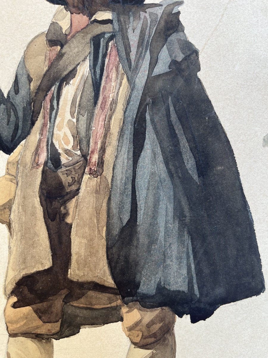 Paysan italien en costume traditionnel ciociaro, Campagne romaine,inscriptions en français,XIXe-photo-5