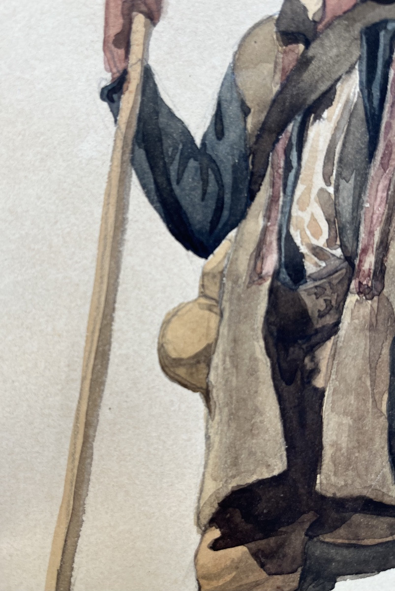 Paysan italien en costume traditionnel ciociaro, Campagne romaine,inscriptions en français,XIXe-photo-8