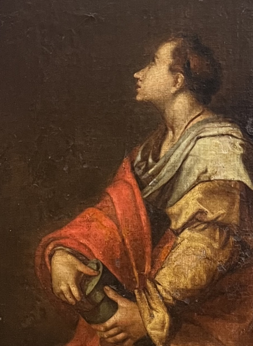 Mary Magdalene, After Andrea Del Sarto, Dispute On The Trinity, 17th Century, 36 X 27 Cm-photo-1