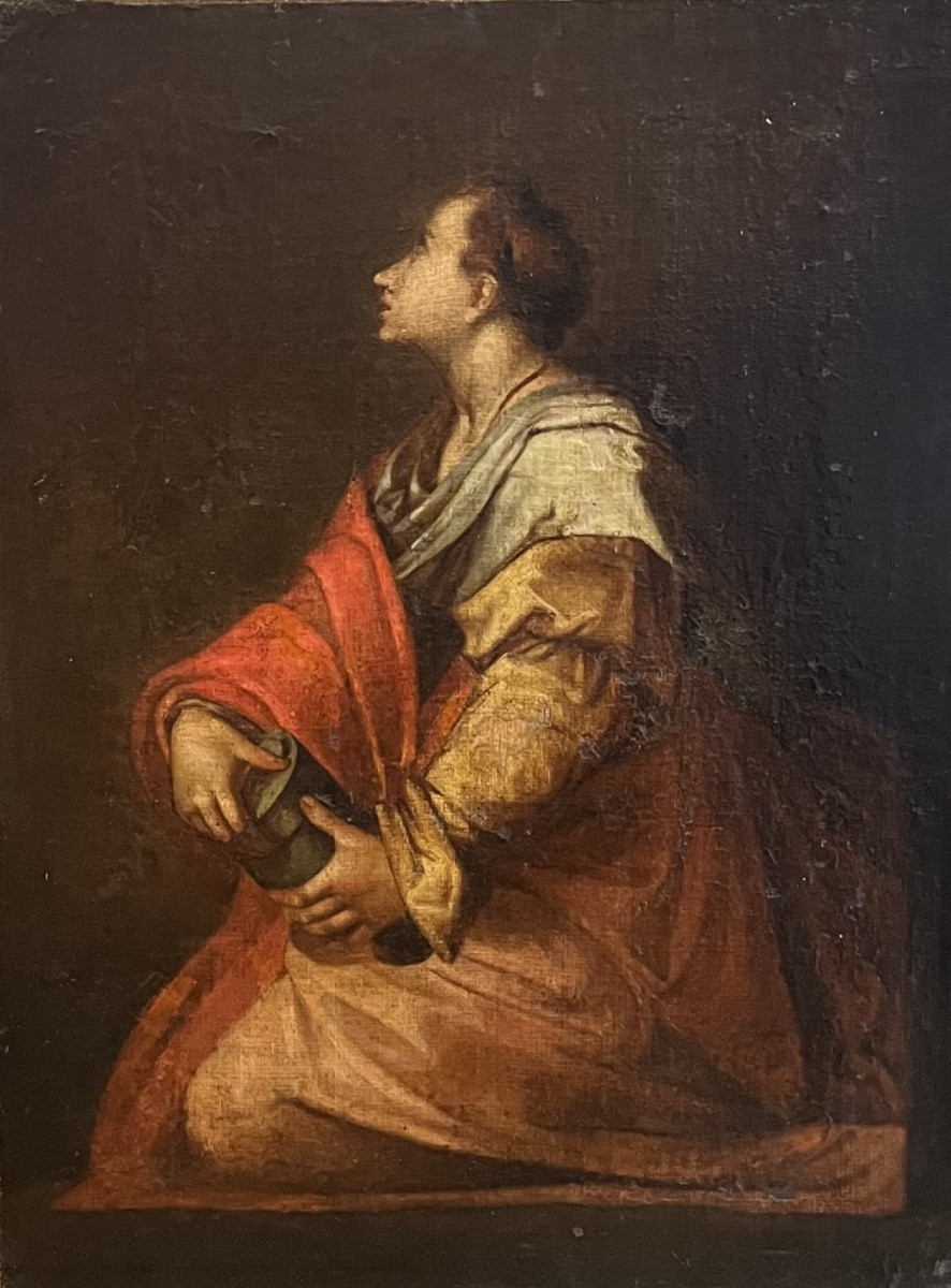 Mary Magdalene, After Andrea Del Sarto, Dispute On The Trinity, 17th Century, 36 X 27 Cm