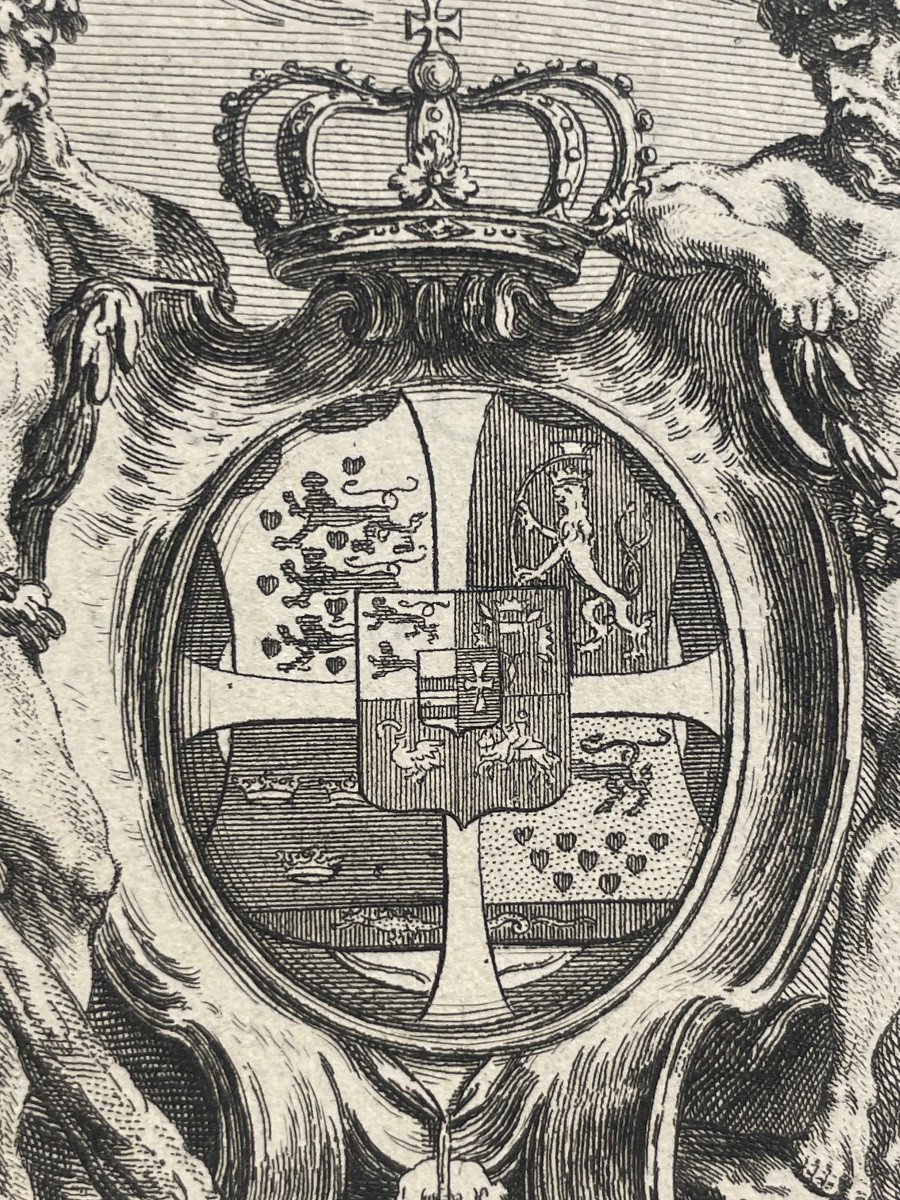 Armoiries royales du Danemark, Ordre de l’Éléphant, gravure XVIIe siècle  -photo-3