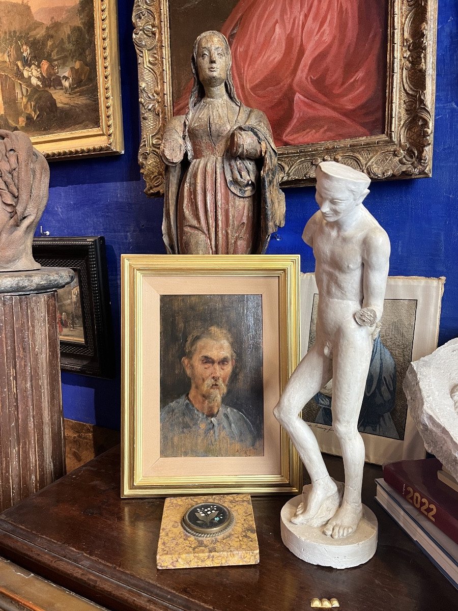 Alfonso Hollaender, Portrait Of An Oriental Man “giacomino”, Signed And Dated 1878-photo-2