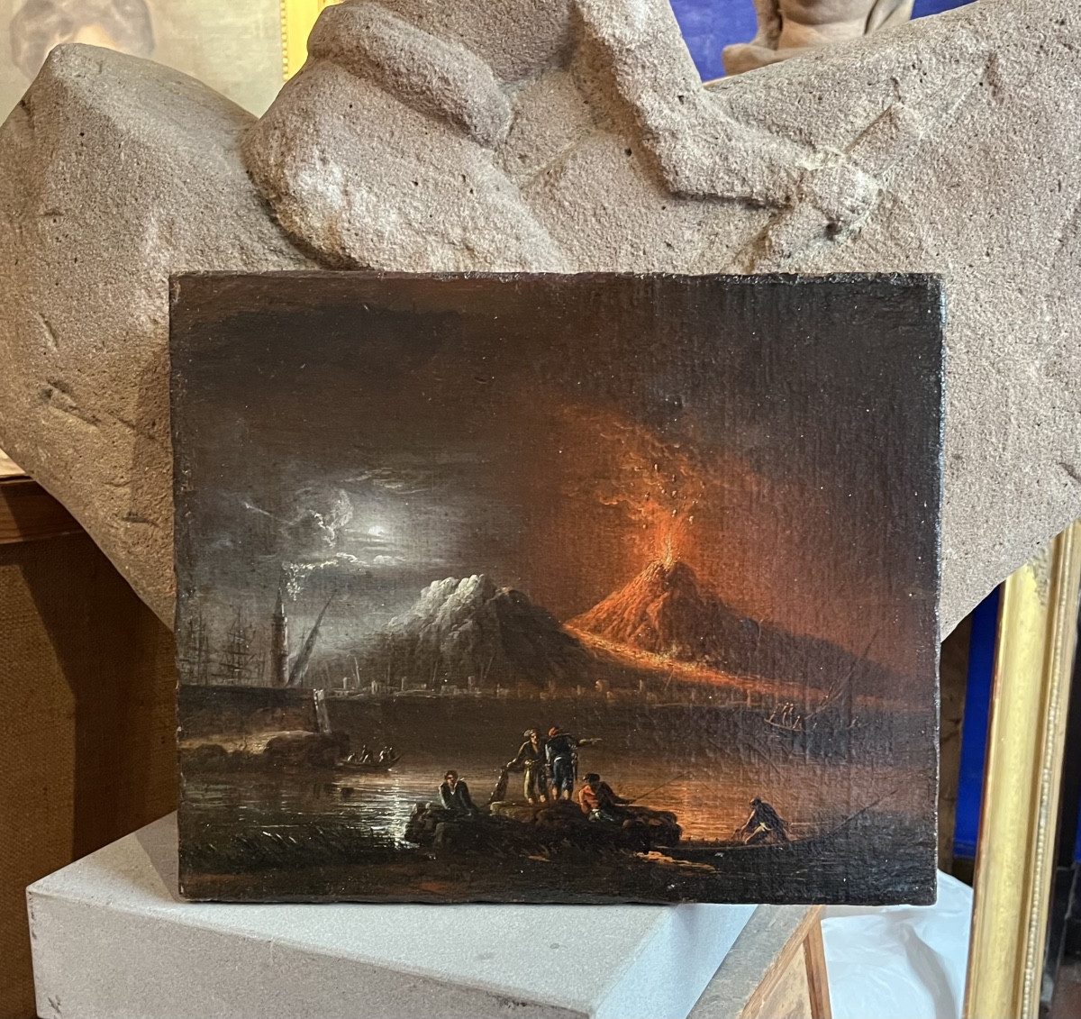 View Of The Gulf Of Naples With Night Eruption Of Vesuvius, Early 19th C., Circle Of Fidanza  G-photo-4
