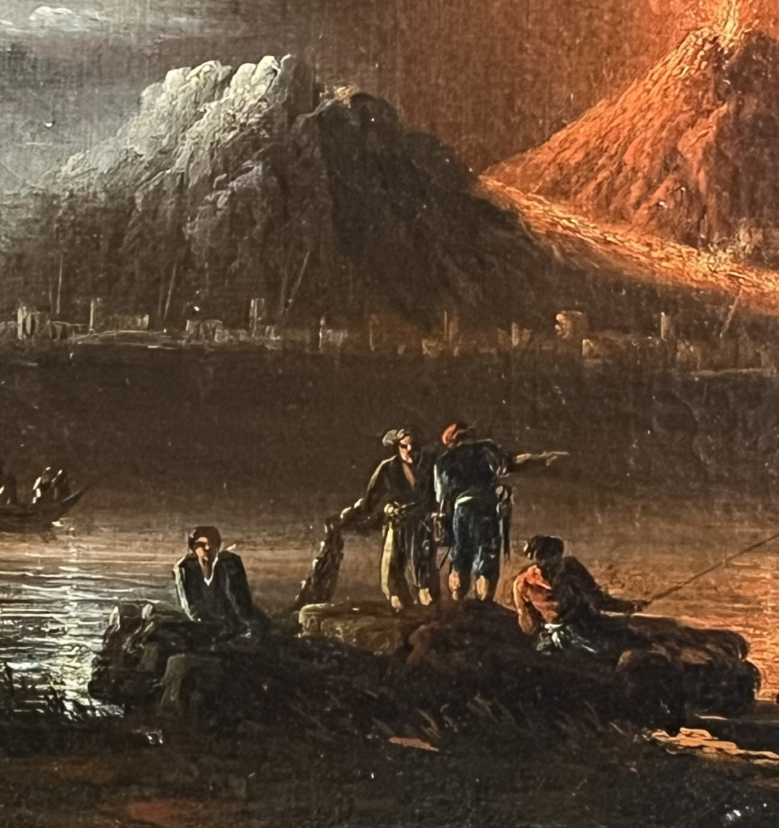 View Of The Gulf Of Naples With Night Eruption Of Vesuvius, Early 19th C., Circle Of Fidanza  G-photo-3