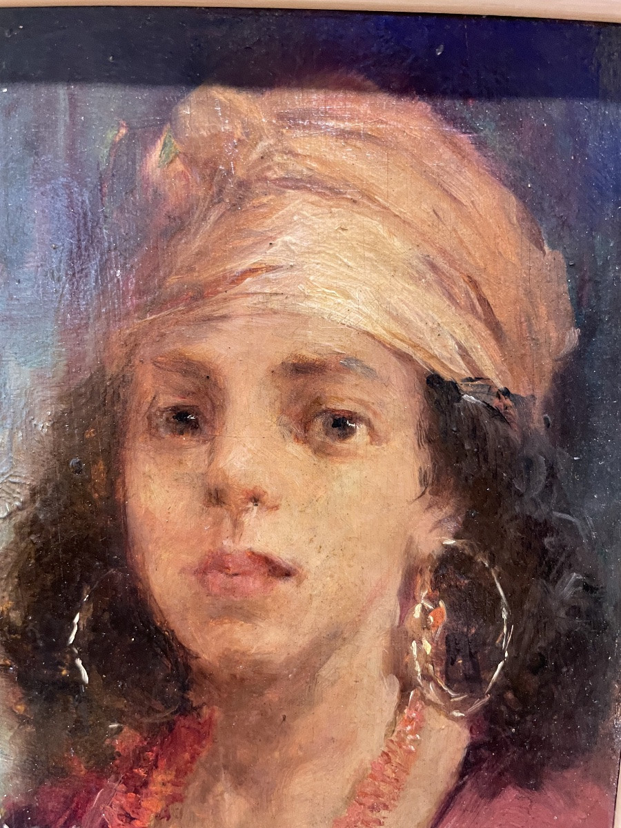 Pierre Alexandre Salles (1867-1915)  Young Oriental Woman. Signed.-photo-2