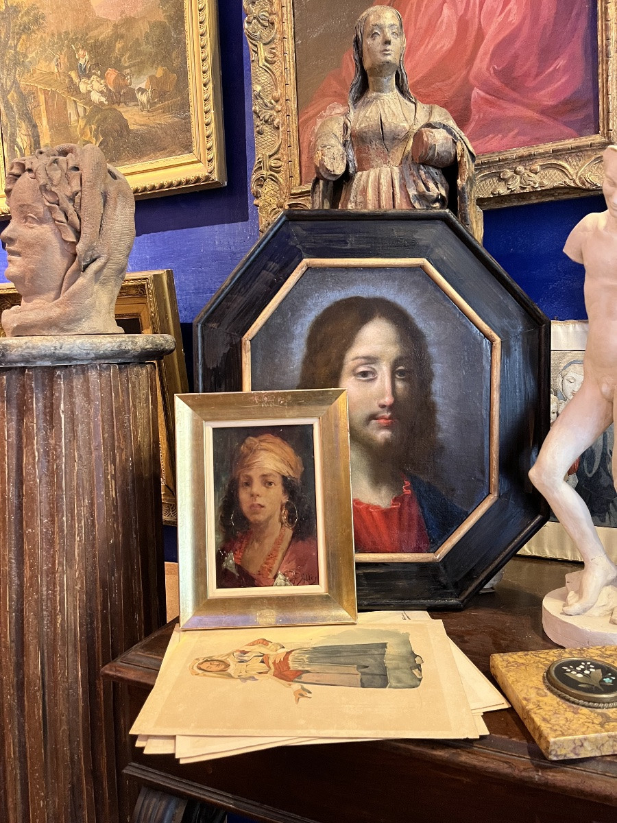 Pierre Alexandre Salles (1867-1915)  Young Oriental Woman. Signed.-photo-4