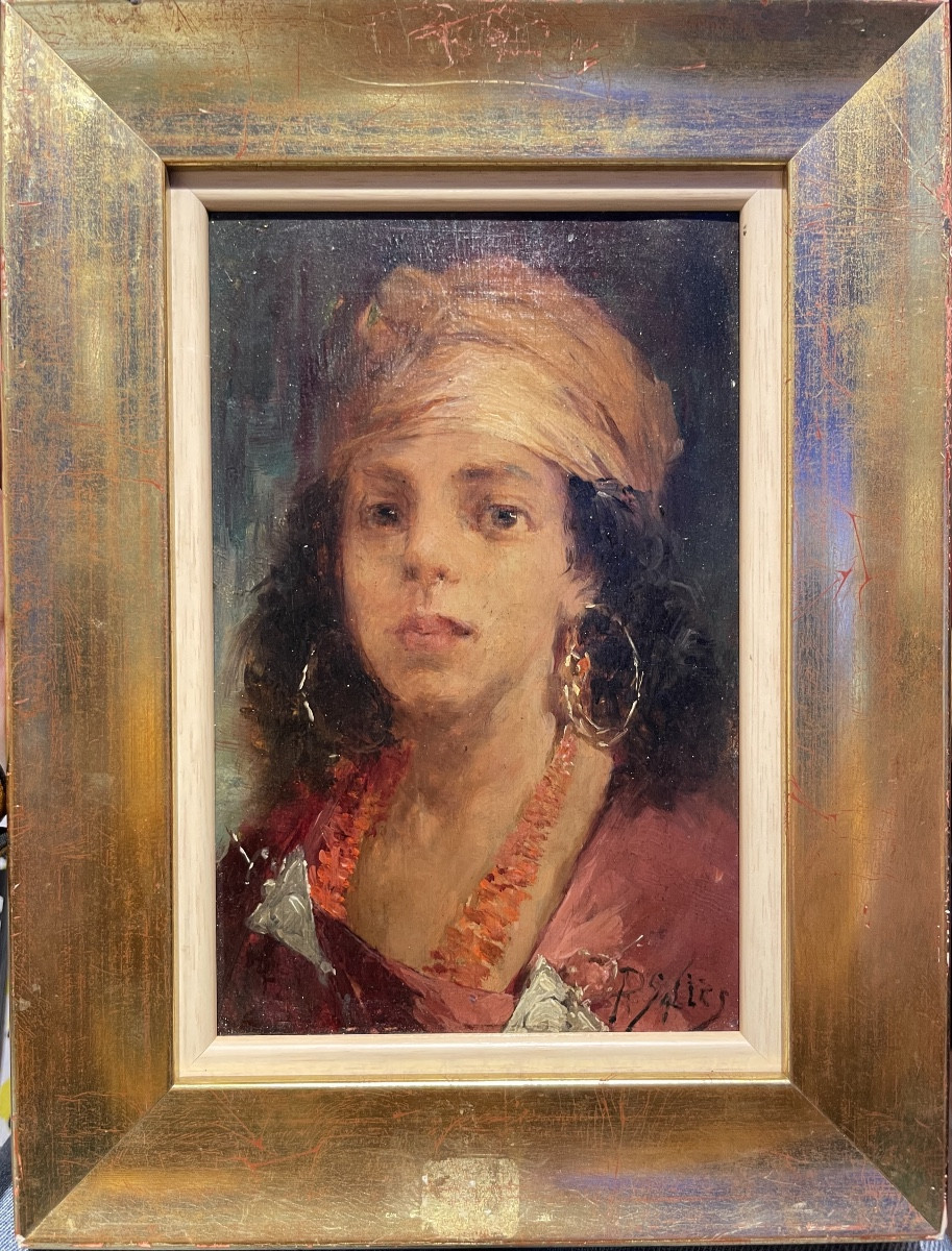 Pierre Alexandre Salles (1867-1915)  Young Oriental Woman. Signed.