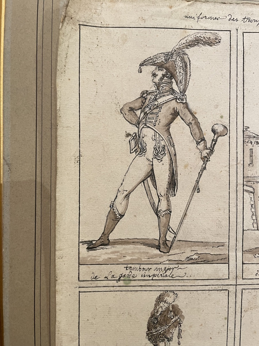 French School, Early 19th Century Four Studies Of Soldiers From The French Imperial Guard -photo-3