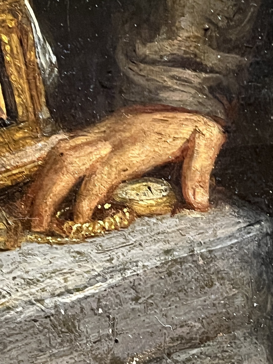 Brigand italien dans son refuge avec coffret de bijoux, signé Pauwels, v.1850-photo-2