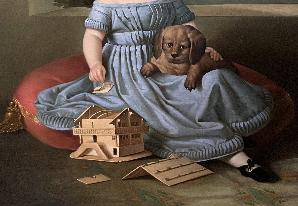 Portrait Of Young Girl With Dog And Tyrolean House Model, Northern Italy Or Austria 1835-photo-6