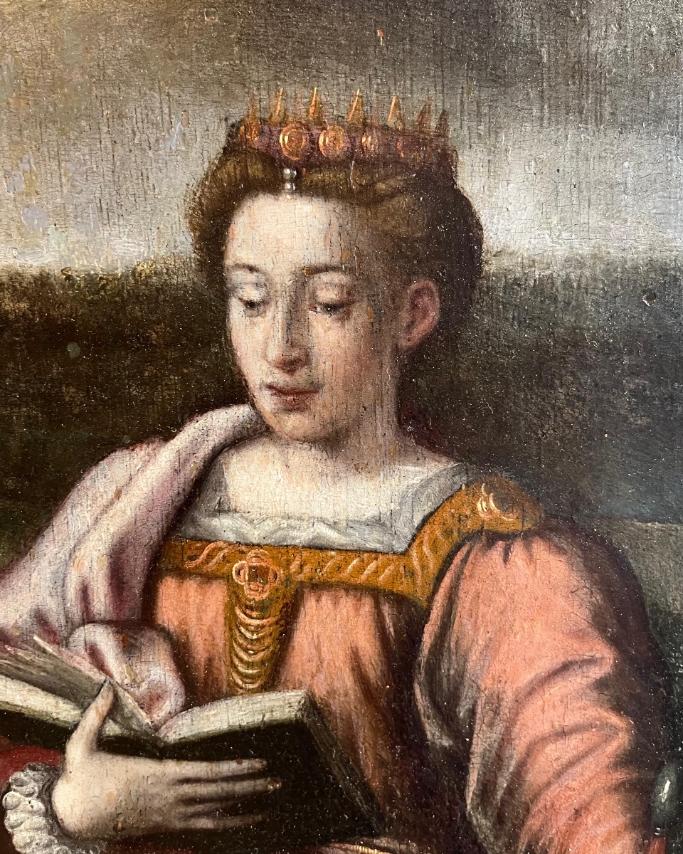 Sainte Catherine et Saint Jean, deux volets de polyptyque, école flamande, XVIe siècle  -photo-1