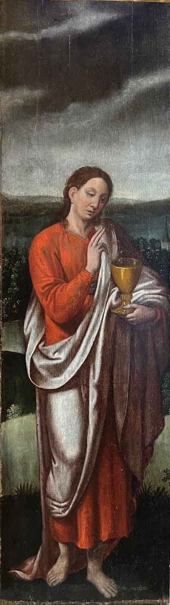 Sainte Catherine et Saint Jean, deux volets de polyptyque, école flamande, XVIe siècle  -photo-4