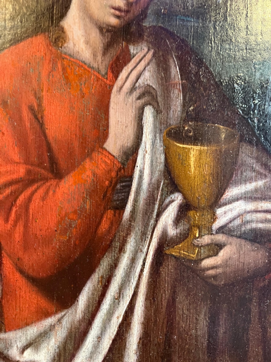 Sainte Catherine et Saint Jean, deux volets de polyptyque, école flamande, XVIe siècle  -photo-5