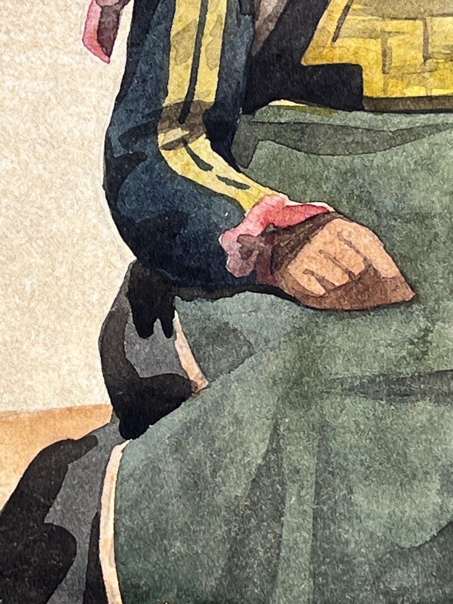 Italian Woman In Traditional Dress From The Ciociaria Or Abruzzo Regions, Holding A Spindle, 19th Century  Watercolor -photo-3