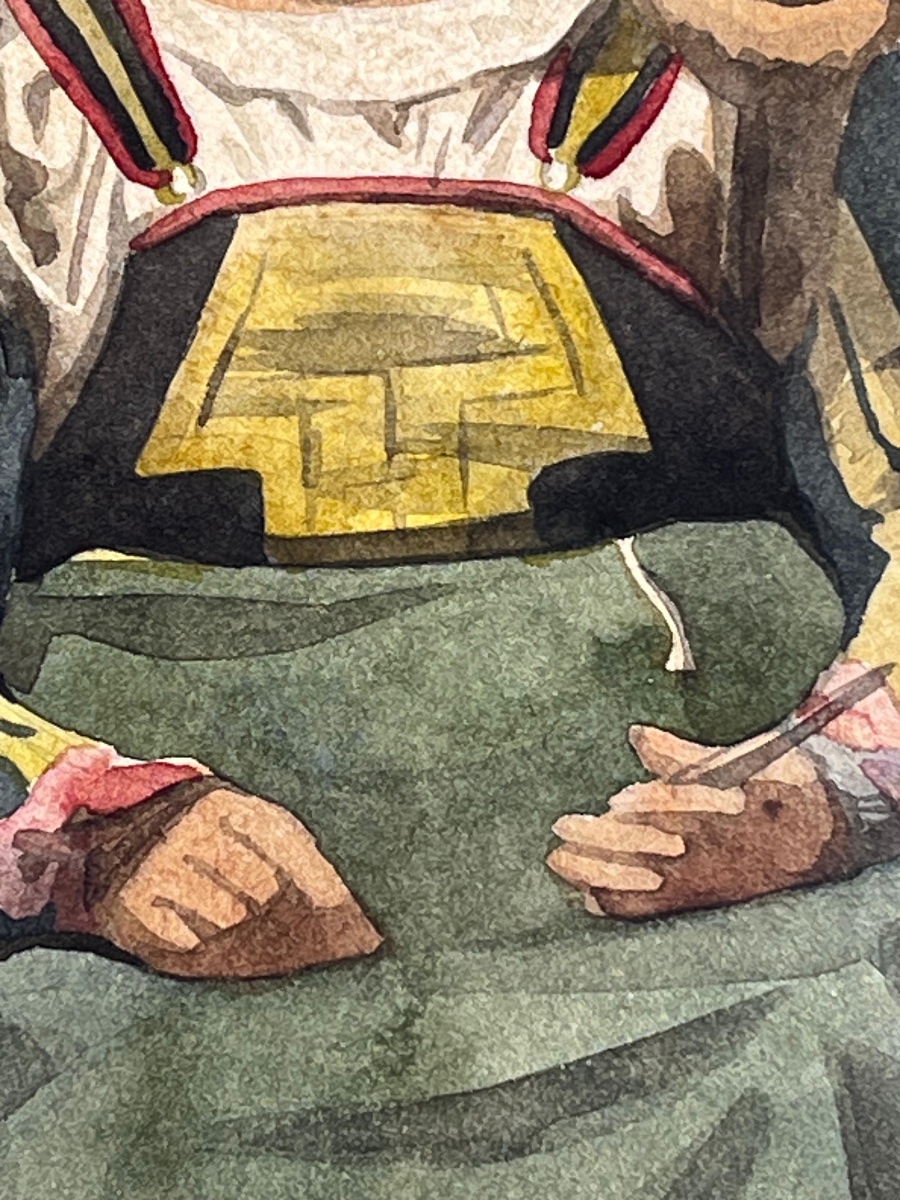 Italian Woman In Traditional Dress From The Ciociaria Or Abruzzo Regions, Holding A Spindle, 19th Century  Watercolor -photo-4
