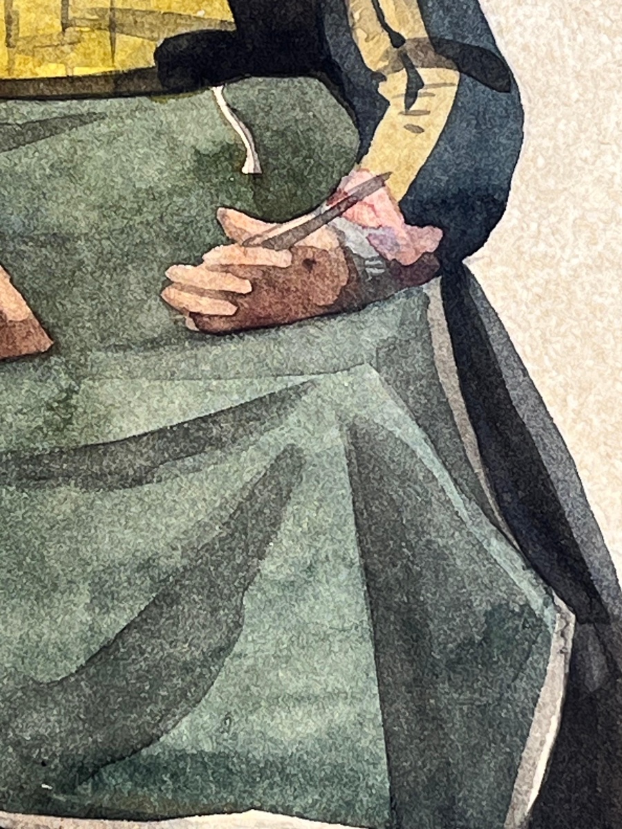 Italian Woman In Traditional Dress From The Ciociaria Or Abruzzo Regions, Holding A Spindle, 19th Century  Watercolor -photo-8