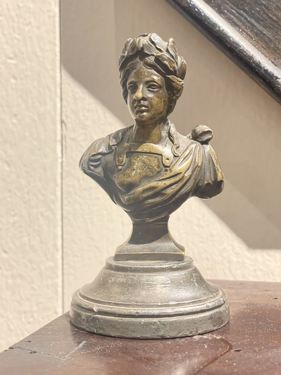 Paire de bustes en bronze, anciennes poignées de meuble, XVIIIe / XIXe siècle  -photo-7