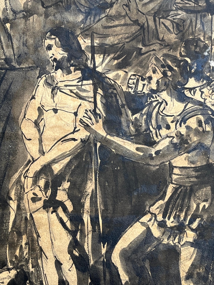 Ecce Homo. Christ devant Pilate, dessin lavis, fin XVIIIe – début XIXe siècle . -photo-2