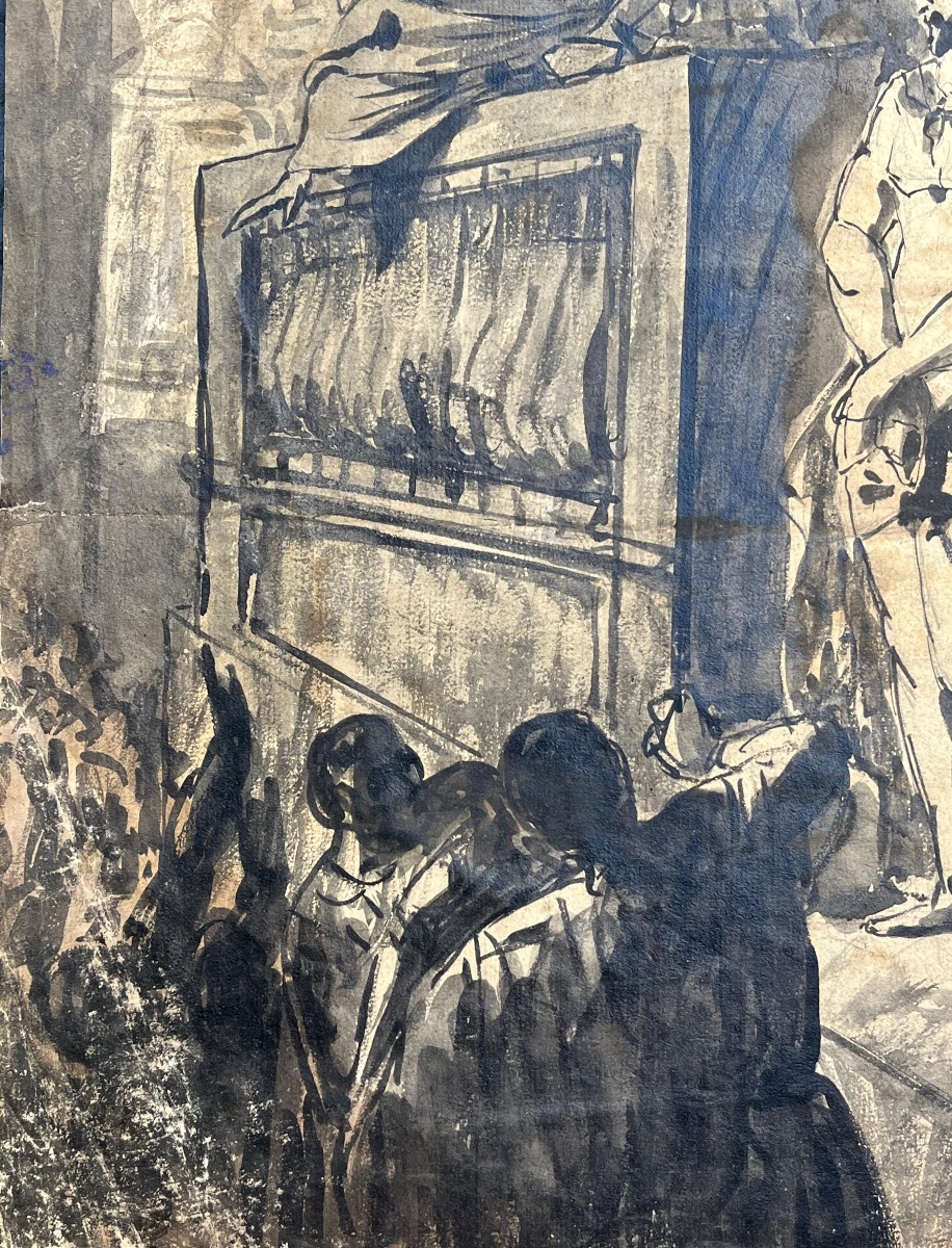 Ecce Homo. Christ devant Pilate, dessin lavis, fin XVIIIe – début XIXe siècle . -photo-1
