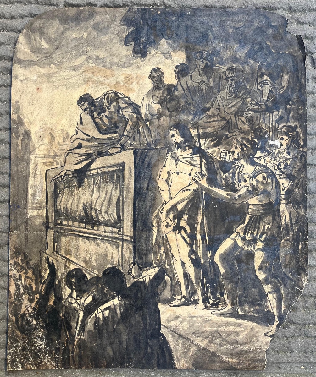Ecce Homo. Christ devant Pilate, dessin lavis, fin XVIIIe – début XIXe siècle . 