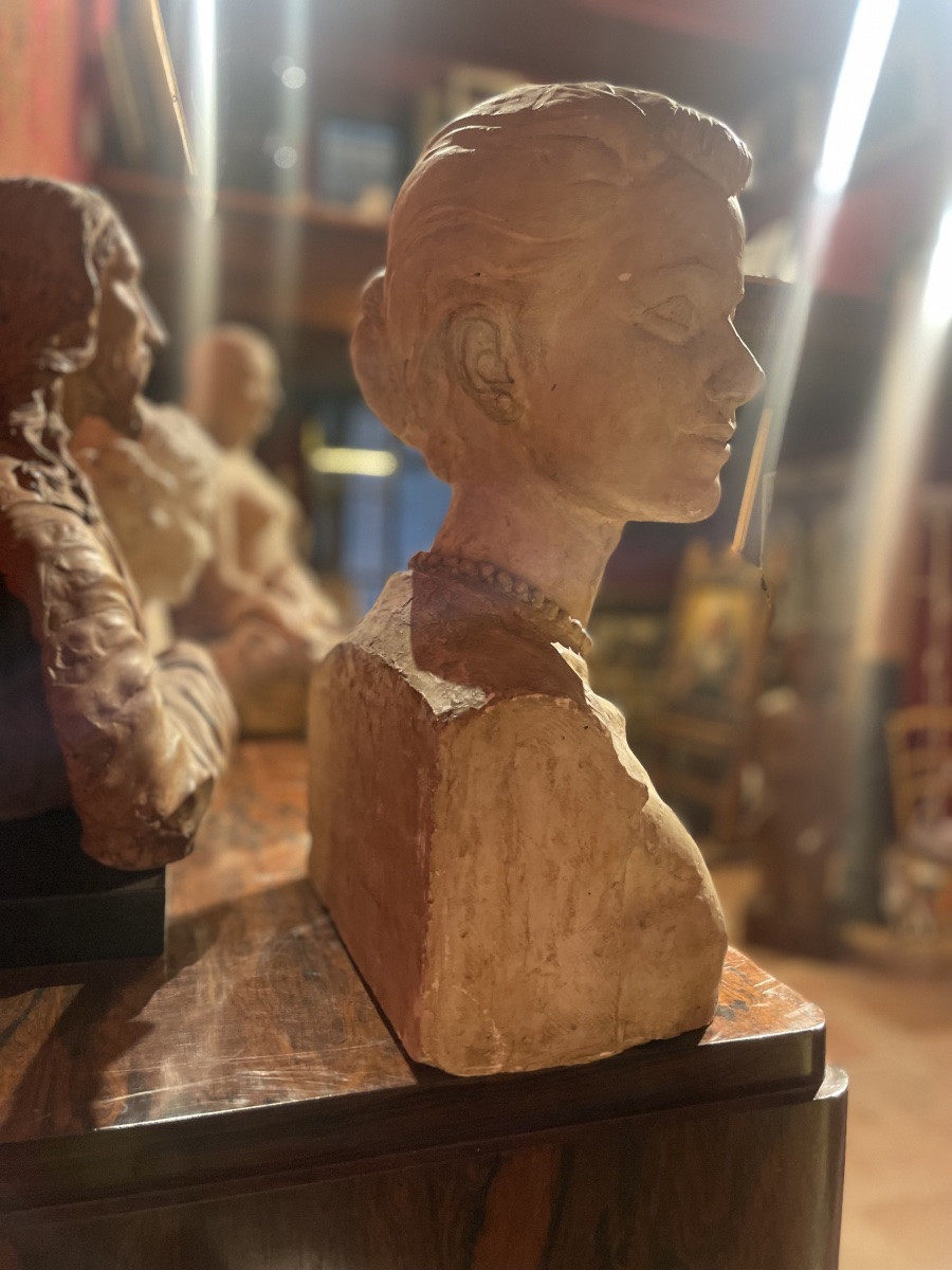 Grace Kelly Plaster Bust, Louis Botinelly, Marseille, Art Deco, 1957 Circa. H Cm50-photo-3