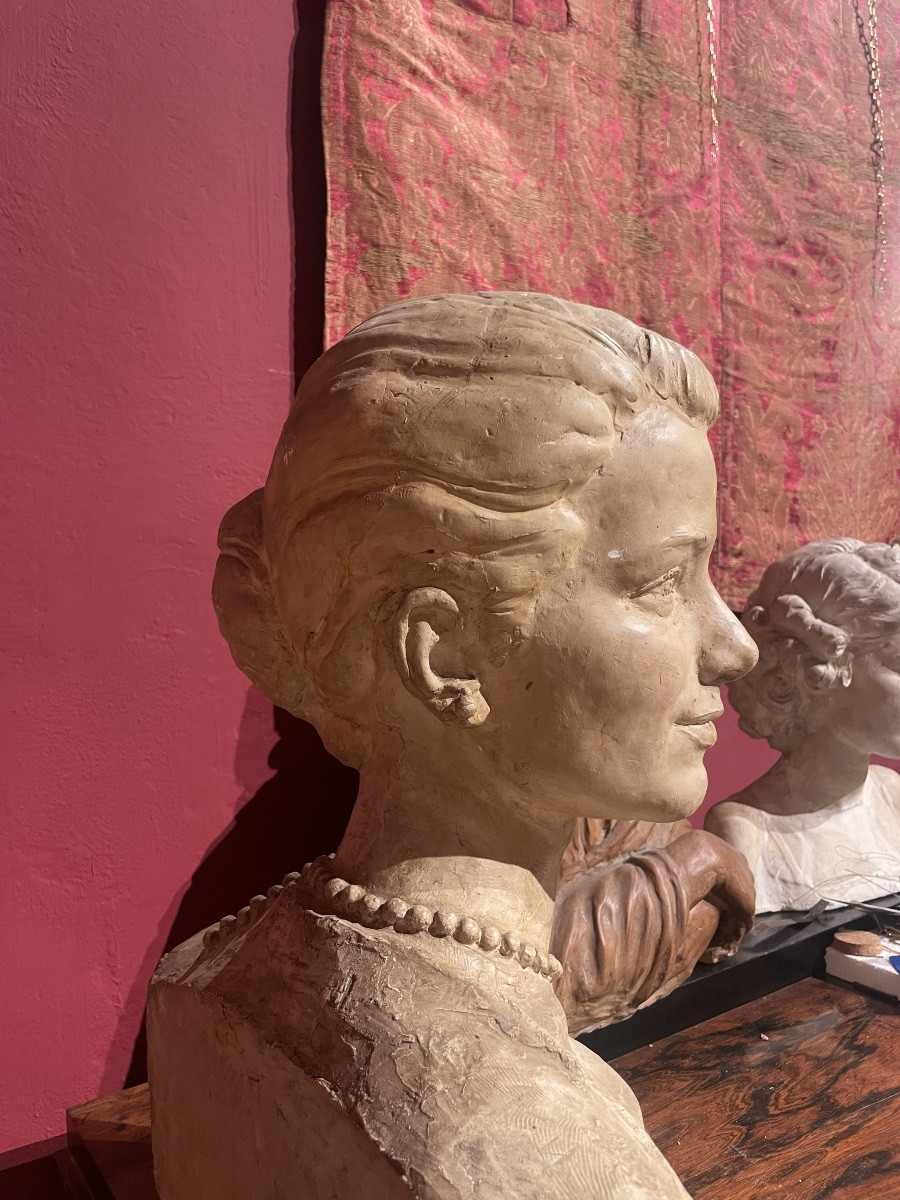 Grace Kelly Plaster Bust, Louis Botinelly, Marseille, Art Deco, 1957 Circa. H Cm50-photo-6