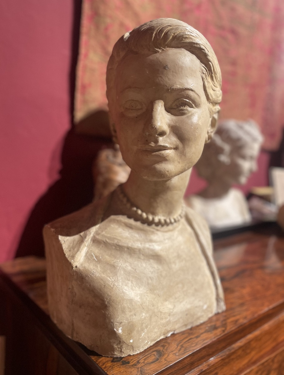 Grace Kelly Plaster Bust, Louis Botinelly, Marseille, Art Deco, 1957 Circa. H Cm50