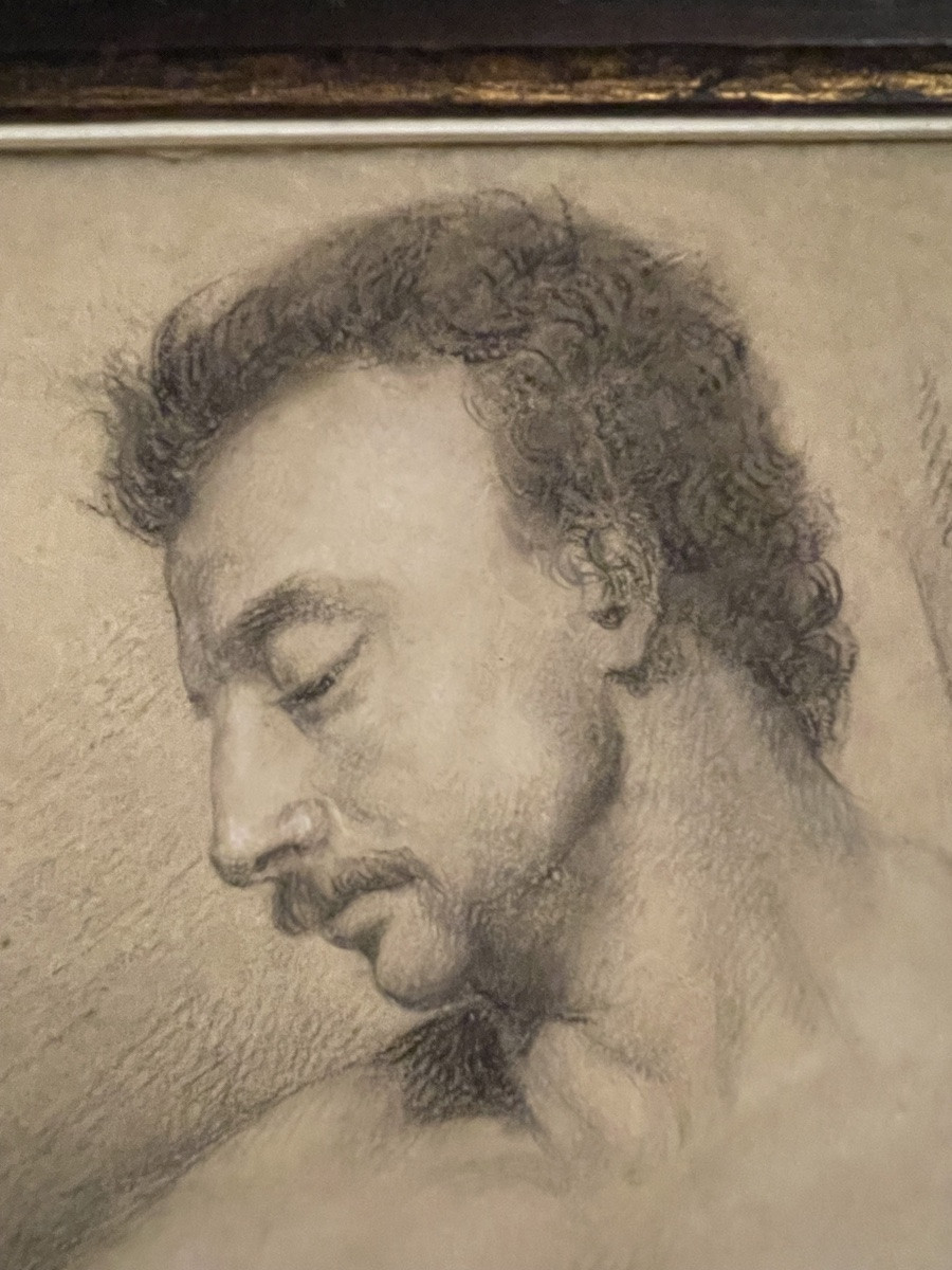 Étude académique de nu masculin avec moustache et bâton, école florentine, fin XVIII/début XIX-photo-4