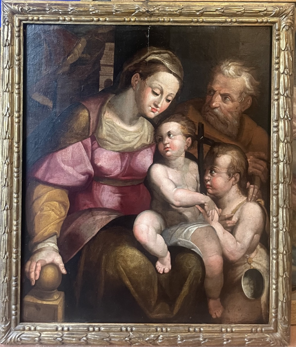 Sainte Famille avec saint Jean-Baptiste, entourage d’Orazio Samacchini, école bolonaise XVIe 