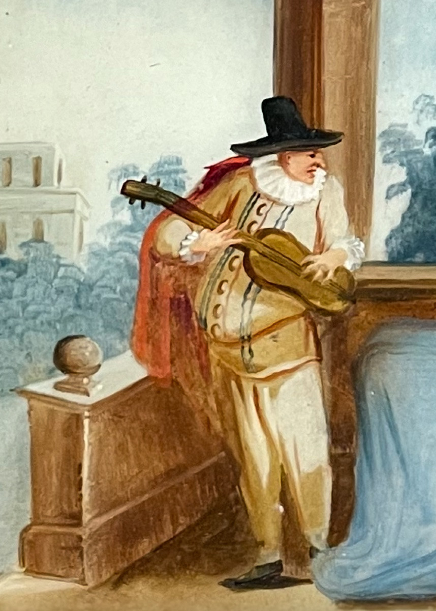 Reverse Glass Paintings With Gallant And Musical Scenes In The Taste Of Pietro Longhi Venice.-photo-2
